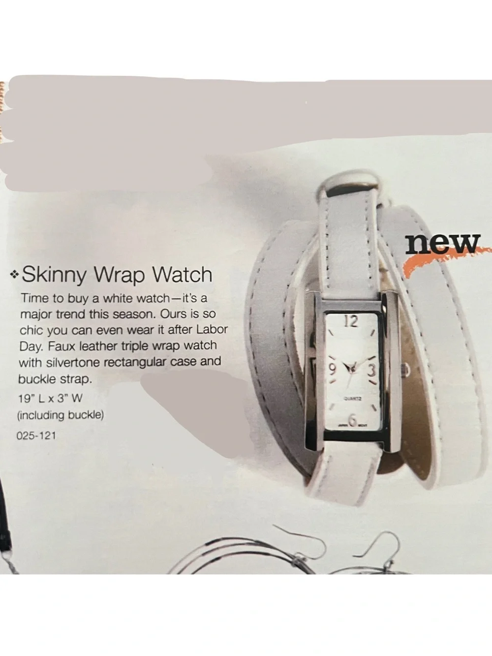 mark. Skinny Wrap Watch Faux Leather Silvertone Rectangle Face Avon 2004 RARE